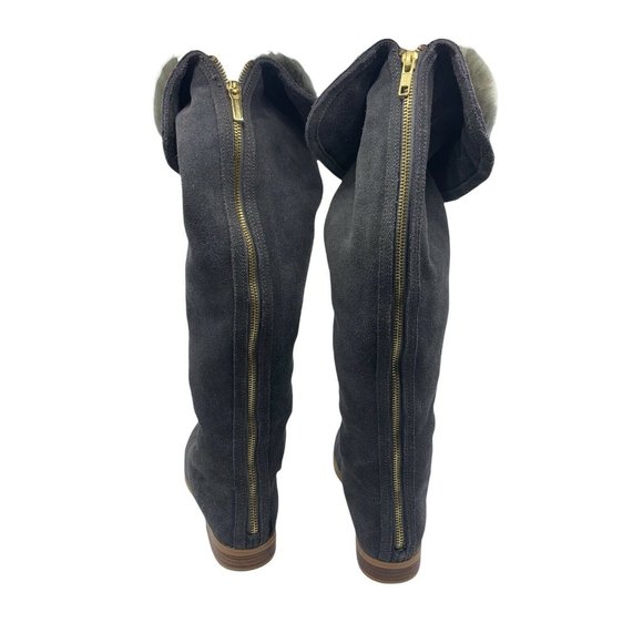 Colin Stuart Size 6 B Gray Suede Fur Lined Knee High Tall Boots - Picture 3 of 12